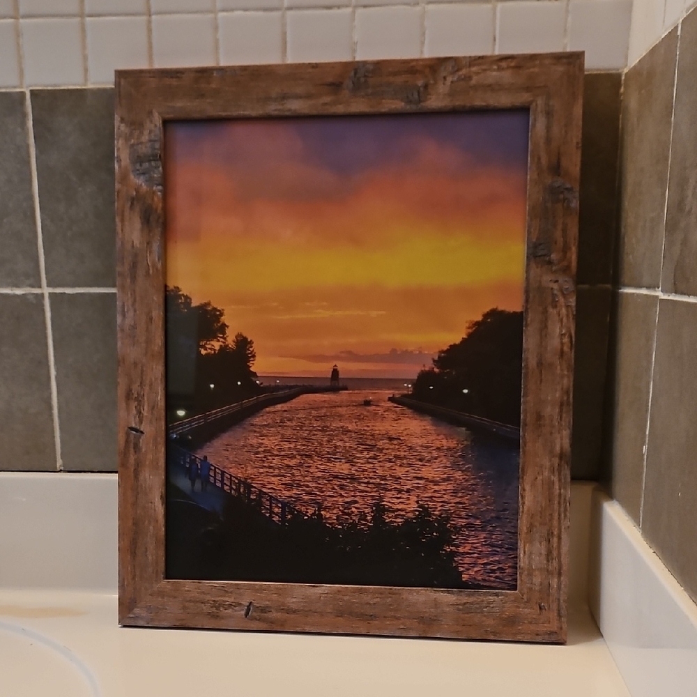 11x14 Framed Original Photo of Sunset Over Lake Michigan In Charlevoix